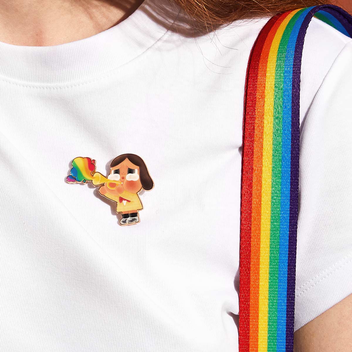 POP MART CRYBABY CHEER UP, BABY! SERIES Alloy Brooch เข็มกลัดCRYBABY CRYBABY CHEER UP สีรุ้ง