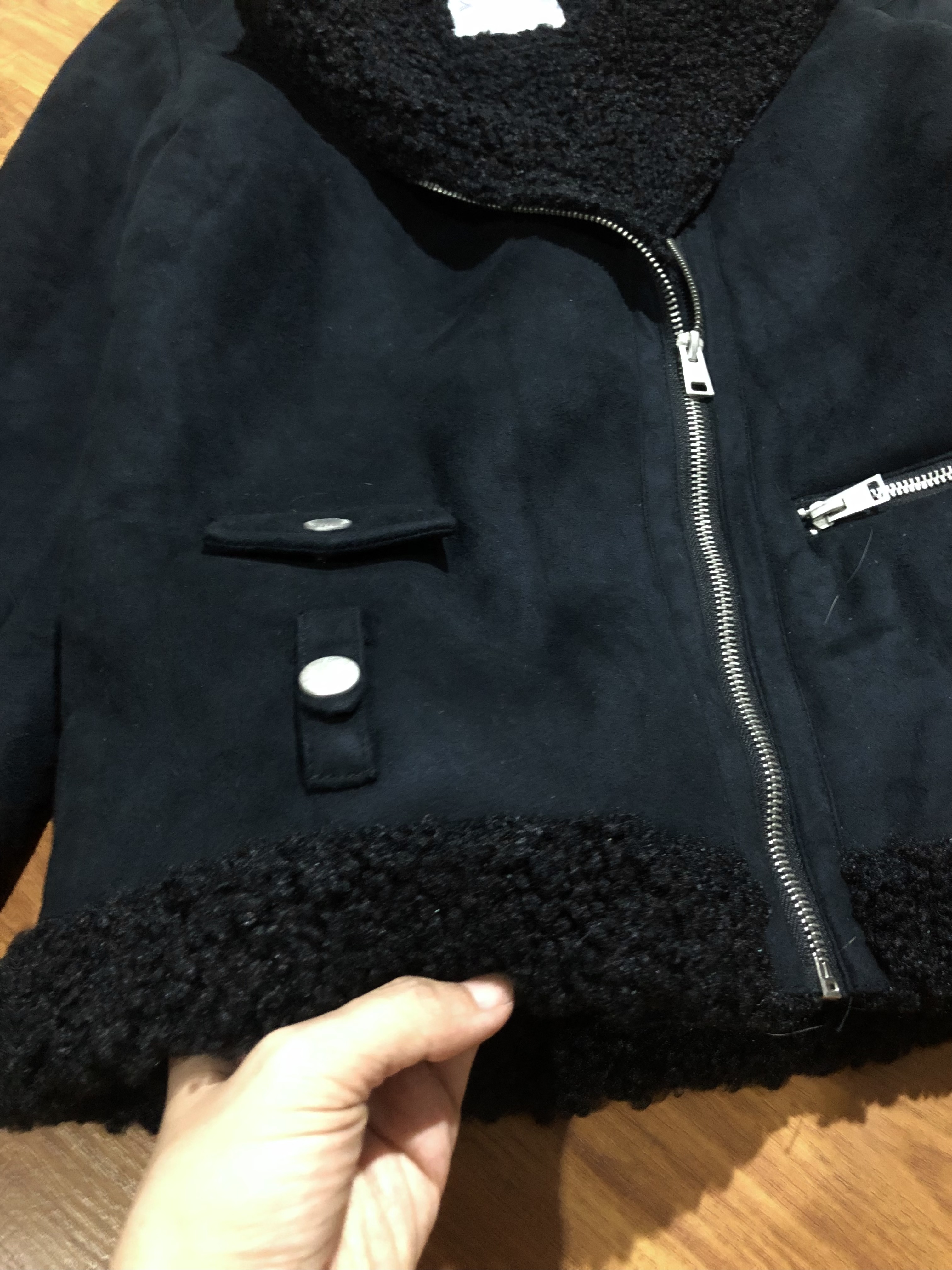 เสื้อโค้ท กันหนาว Pea coat หนังกลับ สีดำ REVIEW ดำ