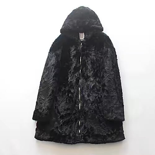pepco เสื้อเฟอร์กันหนาว หมวกฮู้ด เสื้อขน FLUFFY Coat แบรนด์ PEPCO ดำ / เบจ