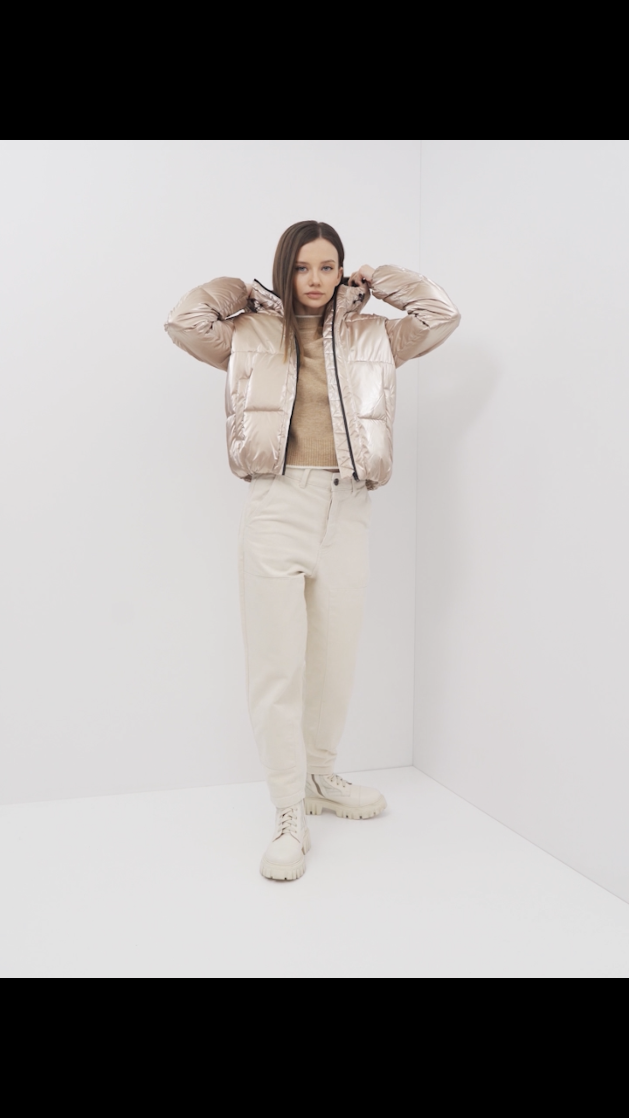 Oodji เสื้อกันหนาว เสื้อฮู้ด บุนวมอุ่น สีแชมเปญ แบรนด์ Oodji Ultra (padded puffer coAt