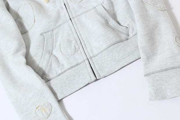 Pink by victoria's secret เสื้อแจ็คเก็ต เสื้อนอก เสื้อฮู้ดวอร์ม สีเทา แต่งลายปัก เทาอ่อน