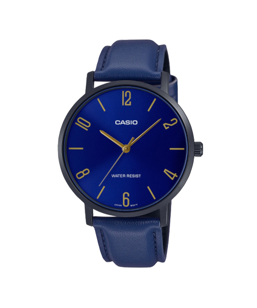 CASIO นาฬิกาคาสิโอ นาฬิกาข้อมือ นาฬิกากันน้ำ นาฬิกาของแท้ ประกันศูนย์ CMG 1 ปี รุ่น MTP-VT01BL-2B นาฬิกาสีน้ำเงิน
