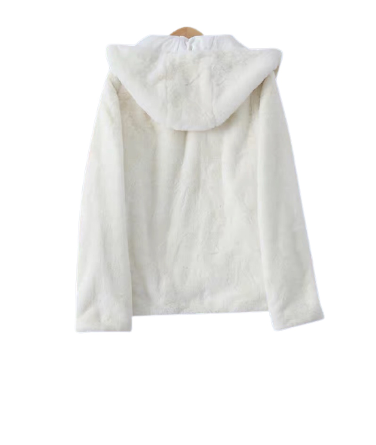 Forever21 เสื้อเฟอร์กันหนาว หมวกฮู้ด เสื้อขน แบรนด์ forever21 (FLUFFY COAT) ขาว
