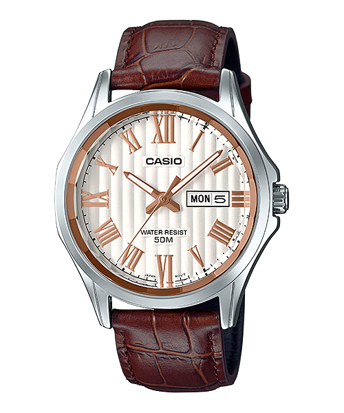 CASIO นาฬิกาคาสิโอ นาฬิกาข้อมือ นาฬิกากันน้ำ นาฬิกาของแท้ ประกันศูนย์ CMG 1 ปี รุ่น MTP-E131LY-7A นาฬิกาสีน้ำตาล