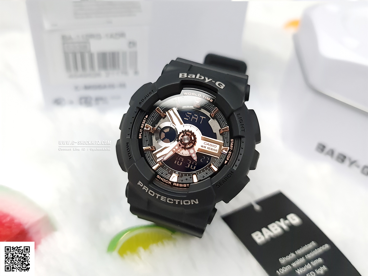 CASIO BABY-G นาฬิกาข้อมือ นาฬิกากันน้ำ นาฬิกาของแท้ ประกันศูนย์ CMG 1 ปี รุ่น BA-110RG-1A นาฬิกาสีดำ
