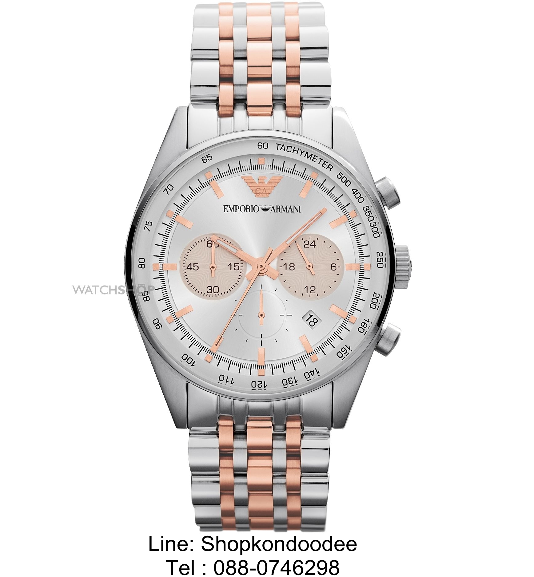 Emporio Armani Ladies AR3167 Watch Stainless Steel Bracelet Mop Dial with Stone Setting