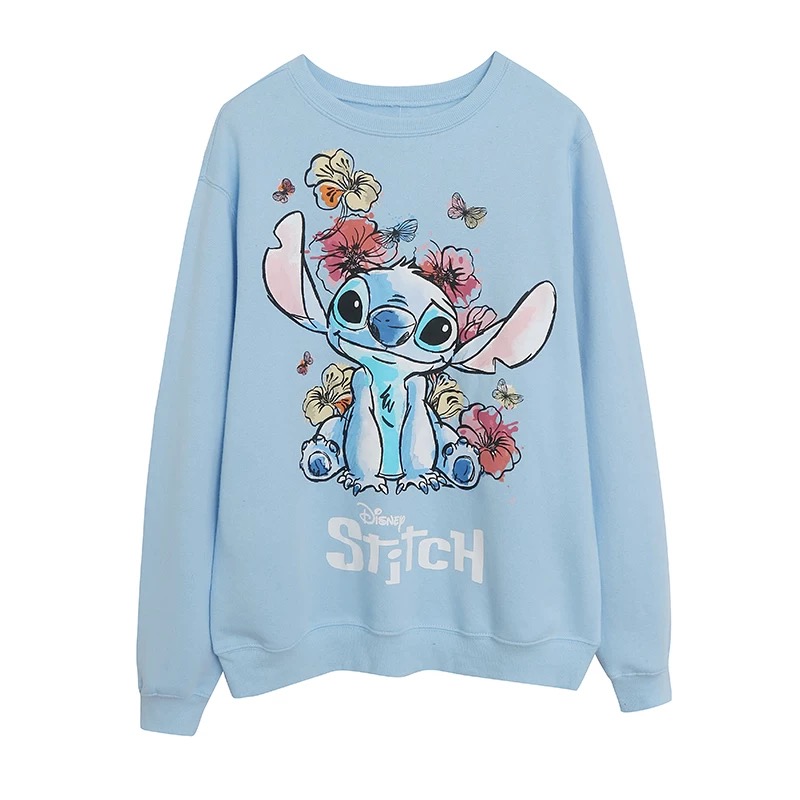 เสื้อฮู้ด วอร์ม สเวตเตอร์ Disney เสื้อ stitch flower สติช สีฟ้าอ่อน ลายการ์ตูนมิคกี้ งาน DISNEYงานสวย แต่งสายรุ้ง สำเนา ฟ้า