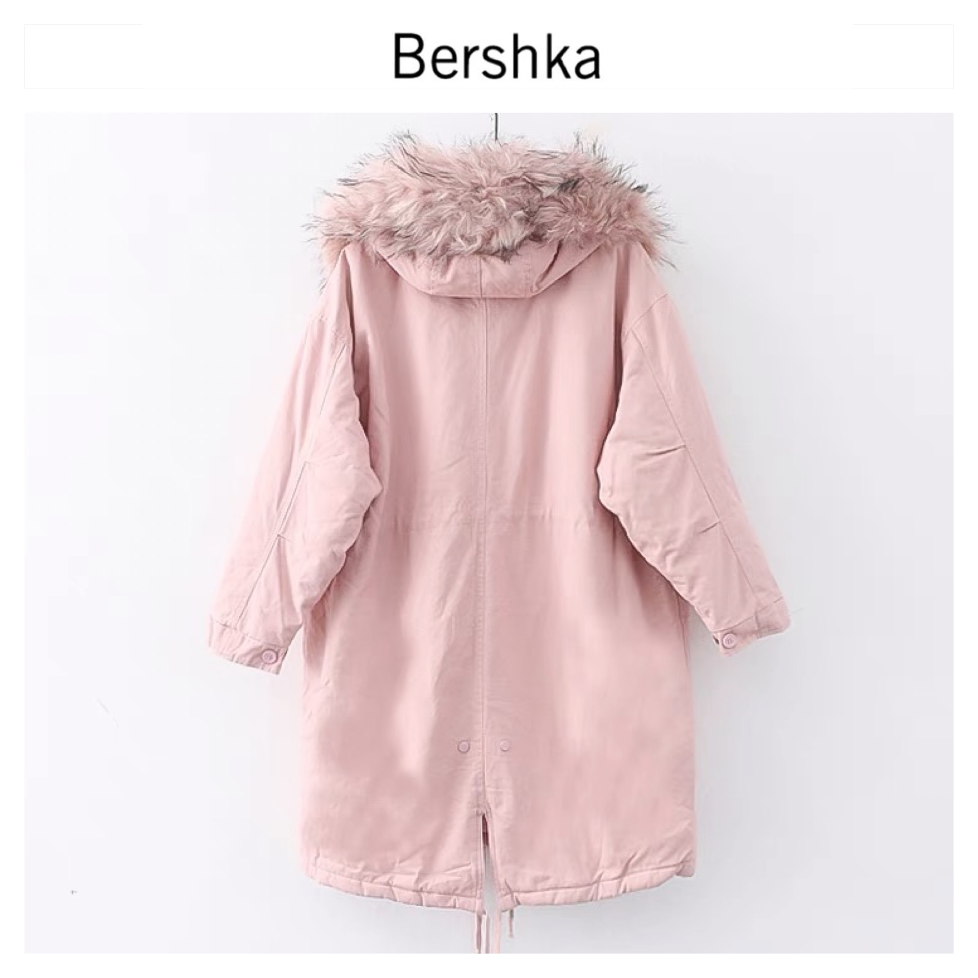 เสื้อโค้ทฮูท BERSHKAกันหนาว Parka สีชมพูอ่อน แต่งขนเฟอร์ ซับขนอุ่นด้านใน (เฟอร์ & ขนอุ่นด้านใน ถอดได้คะ) ดลบได้เลยคะ Size XS/S/M/ L/XL/XXL เขียว
