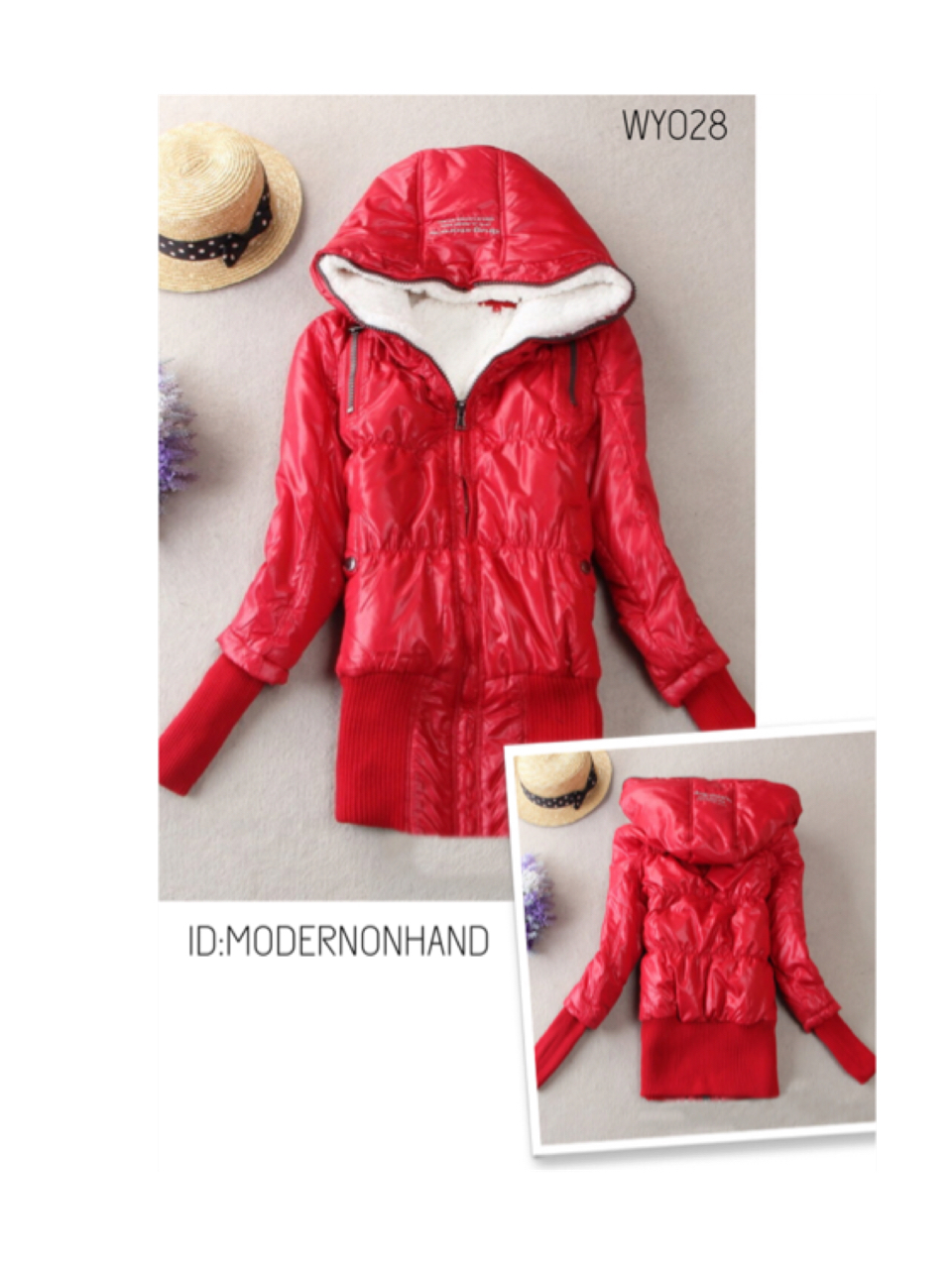 เสื้อกันหนาวขนเป็ด ติดฮูท สีแดง เนื้อผ้า PU แต่งซับขนอุ่นสีขาวด้านใน แขนจั๊มยาวกันลม หัวซิบ2 หัว รูดได้บนล่าง กันลมกันหิมะ ไม่กลัวองศาติดลบเลยคะ งานพรีเมี่ยม สวยหรูมากคะ Size S/M/L