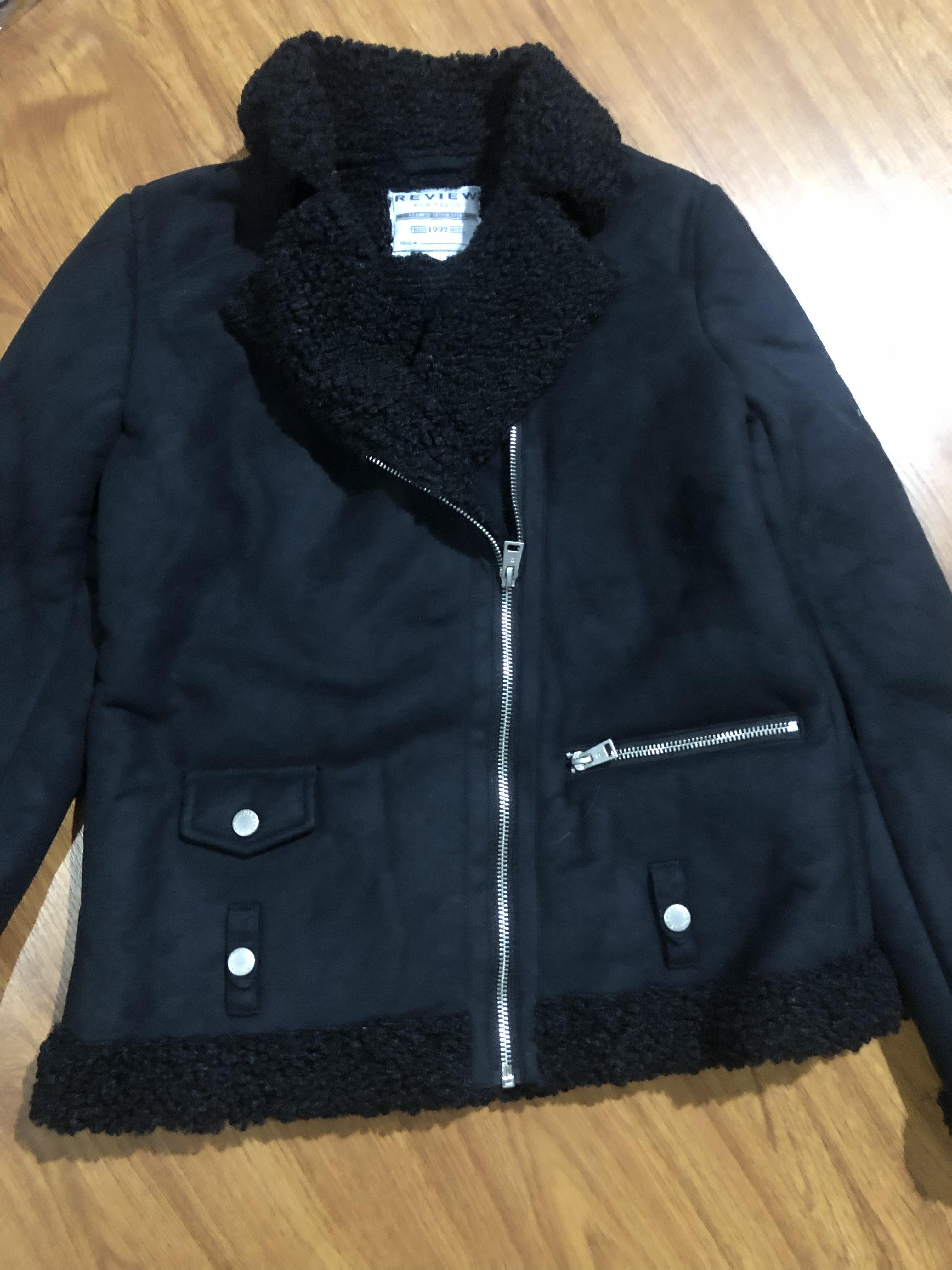 เสื้อโค้ท กันหนาว Pea coat หนังกลับ สีดำ REVIEW ดำ