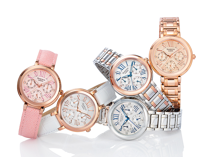 CASIO SHEEN นาฬิกาข้อมือ นาฬิกากันน้ำ นาฬิกาของแท้ ประกันศูนย์ CMG 1 ปี รุ่น SHE-3052PG-9A นาฬิกาสีน้ำตาล