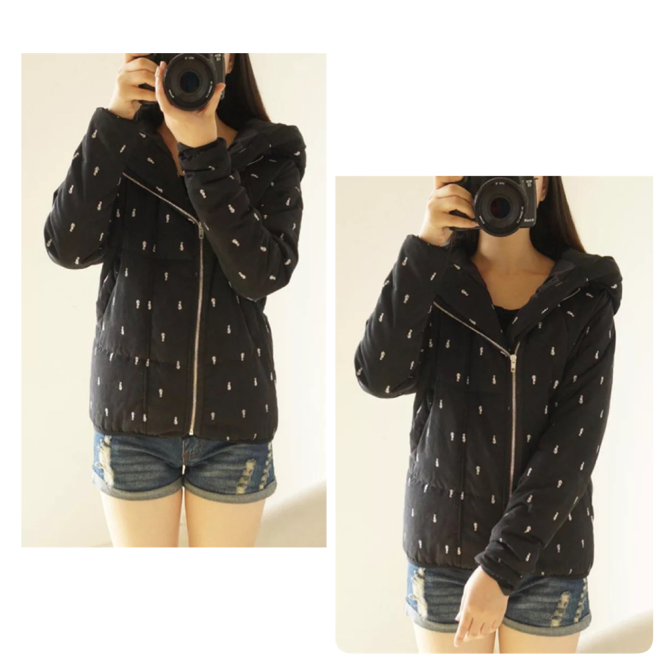 เสื้อกันหนาว เสื้อหนาวหมวกฮูท สีขาว บุนวมอุ่น พิมพ์ลายม้าน้ำ เนื้อผ้าเนียน นุ่ม. สินค้างานญี่ปุ่นคะ