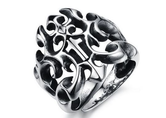 แหวน Stainless Steel แท้ แหวนผู้ชาย แนว ร็อค พั้งค์ สลักลาย เท่ ๆ รูป ดาบ อัศวิน อังกฤษ แกะลาย ไม้กางเขน ตรงกลาง เท่ สวย ดูดี 827976