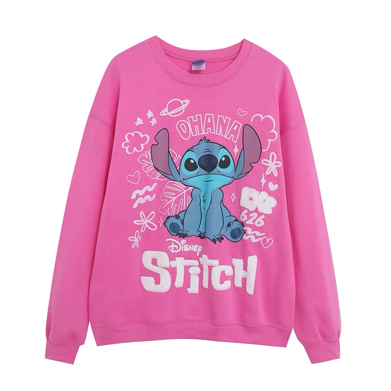 เสื้อฮู้ด stitch Disney เสื้อสเวตเตอร์ ฮู้ด แขนยาว สีเทา ลายการ์ตูน STITCH งานสวย มากคะ สำเนา ชมพู