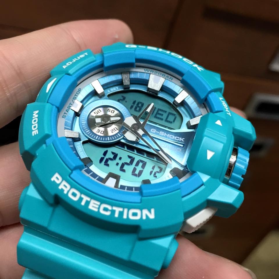 CASIO MID YEAR SALE G-SHOCK พร้อมส่ง นาฬิกาข้อมือ นาฬิกากันน้ำ นาฬิกาของแท้ ประกันศูนย์ CMG 1 ปี รุ่น GA-400A-2A นาฬิกาสีฟ้า
