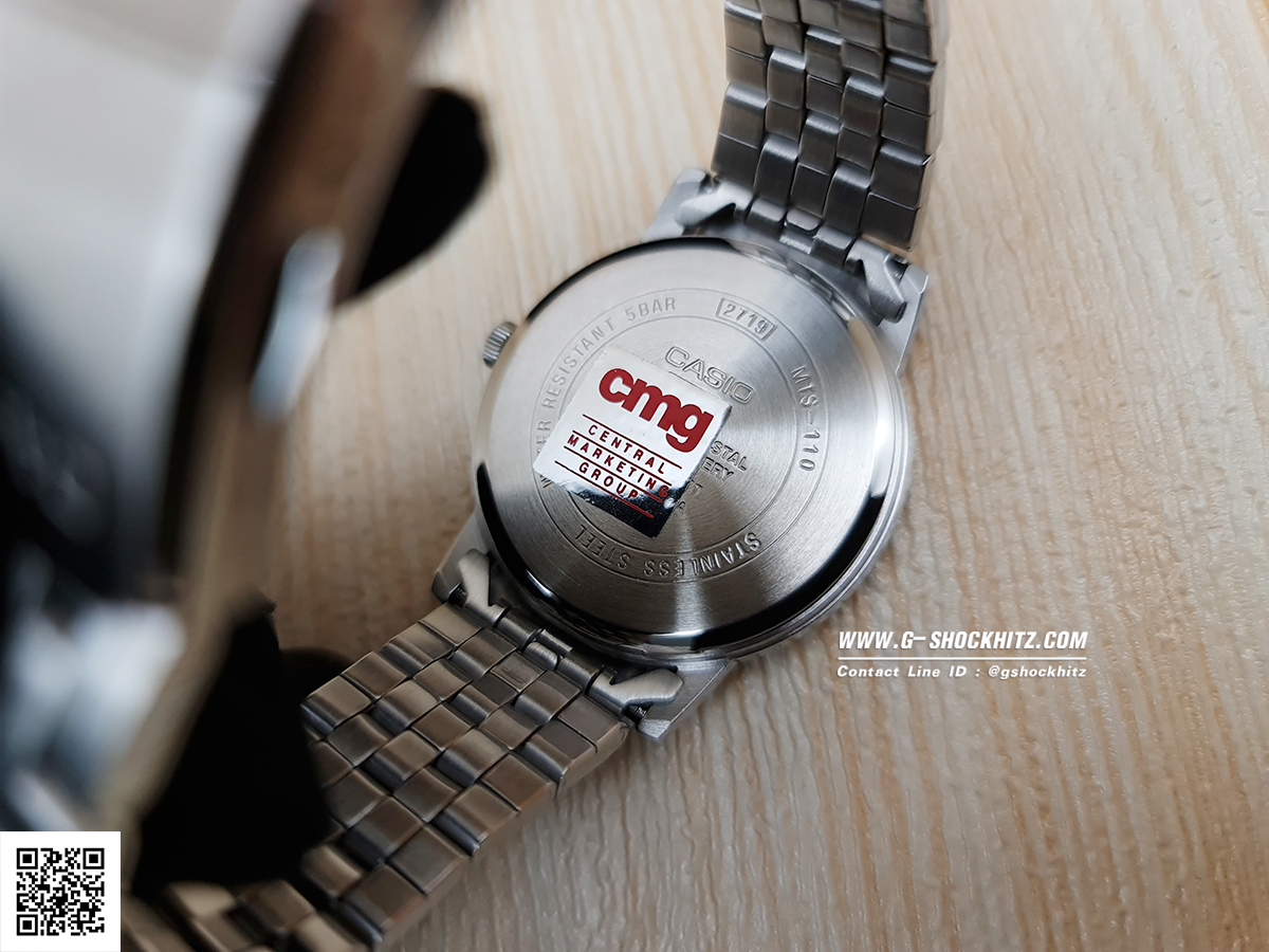 CASIO นาฬิกาคาสิโอ นาฬิกาข้อมือ นาฬิกากันน้ำ นาฬิกาของแท้ ประกันศูนย์ CMG 1 ปี รุ่น MTS-110D-1A นาฬิกาสีเงิน