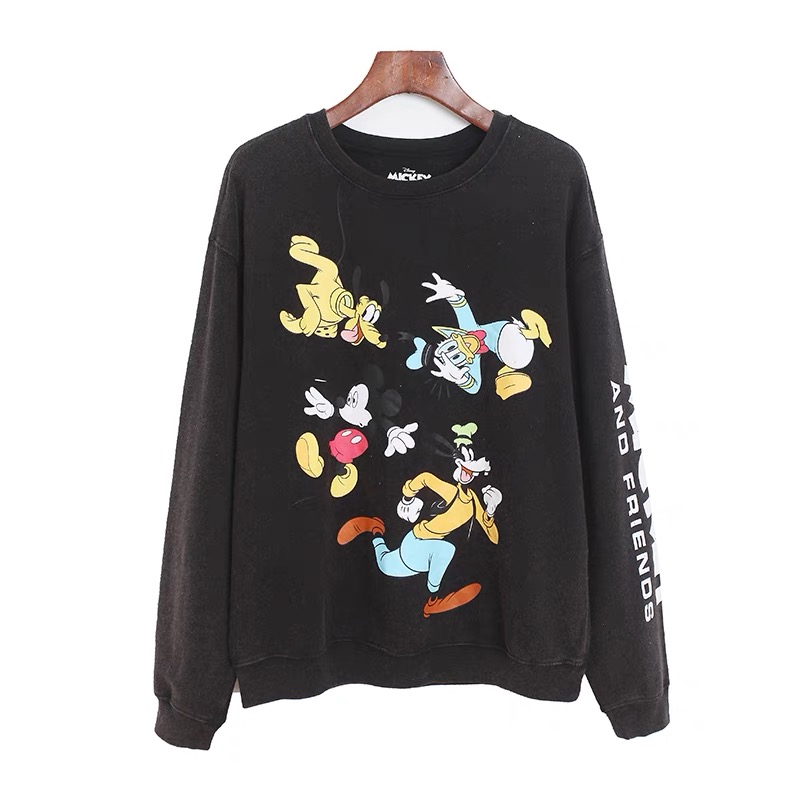 Disney เสื้อวอร์มสีดำ แขนยาว สกรีน Mickey and friends งาน DISNEY สำเนา สำเนา ดำ
