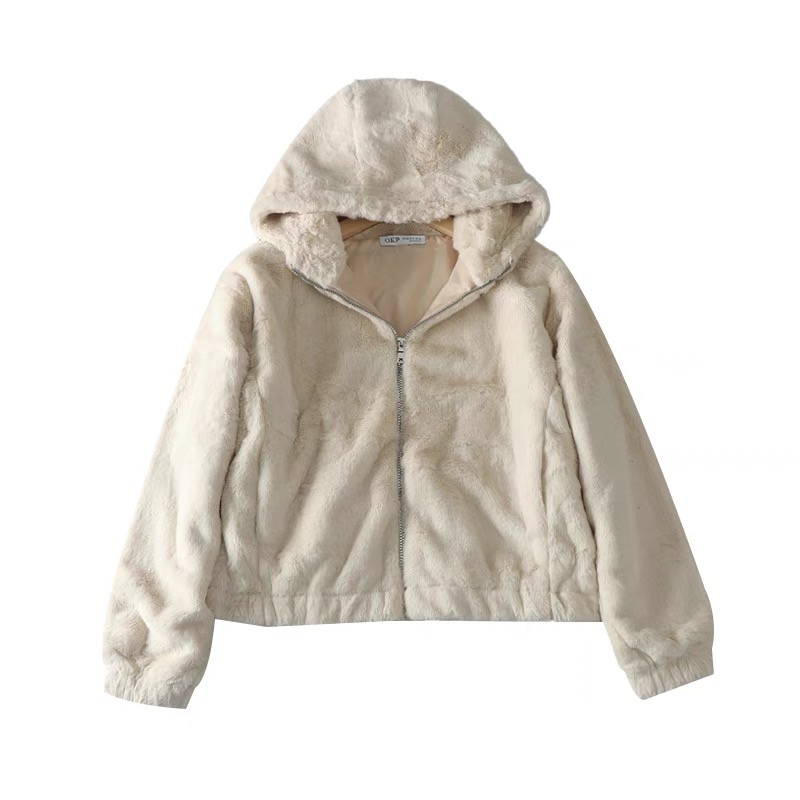 Page one เสื้อเฟอร์กันหนาว หมวกฮู้ด เสื้อขน Fluffy coat แบรนด์ page One สำเนา ดำ