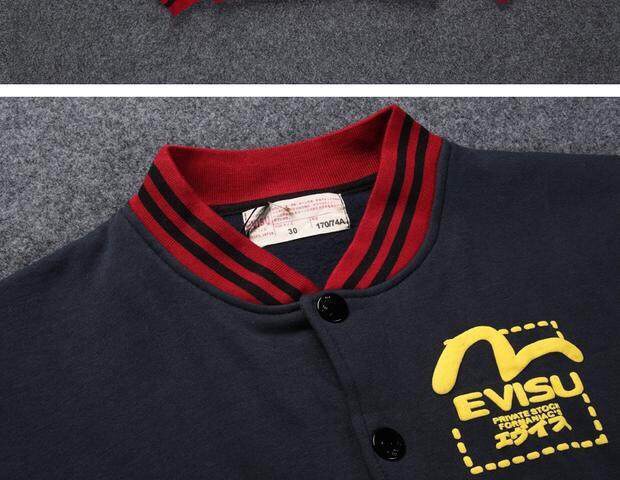 ขายล้างสต็อค !!เสื้อเบสบอล EVISU แท้ จาก ญี่ปุ่น สีดำ แต่งแขนขาวครีม สกรีนลายด้านหลัง Size (ตัวเดียวสุดท้ายคะ)