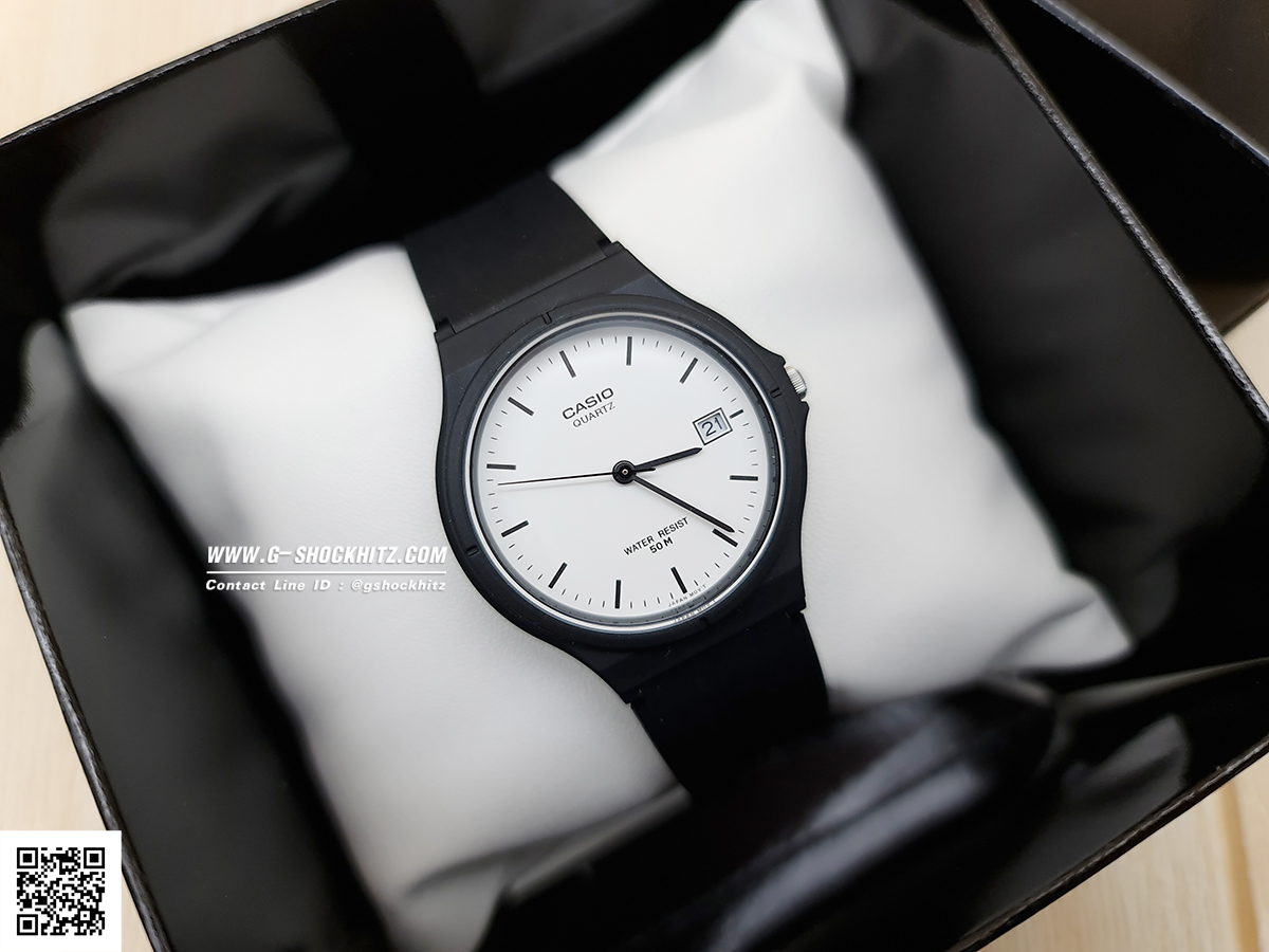 CASIO นาฬิกาคาสิโอ นาฬิกาข้อมือ นาฬิกากันน้ำ นาฬิกาของแท้ ประกันศูนย์ CMG 1 ปี รุ่น MW-59-7E นาฬิกาสีดำ