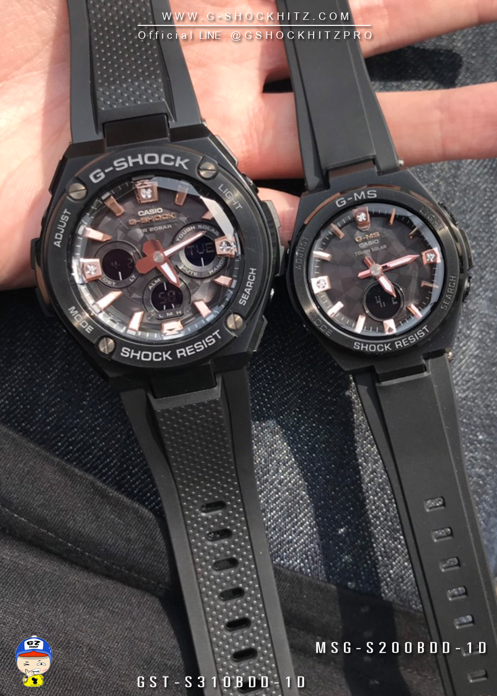 CASIO G-SHOCK นาฬิกาข้อมือ นาฬิกากันน้ำ นาฬิกาของแท้ ประกันศูนย์ CMG 1 ปี รุ่น GST-S310BDD-1AXMSG-S200BDD-1A นาฬิกาสีดำ