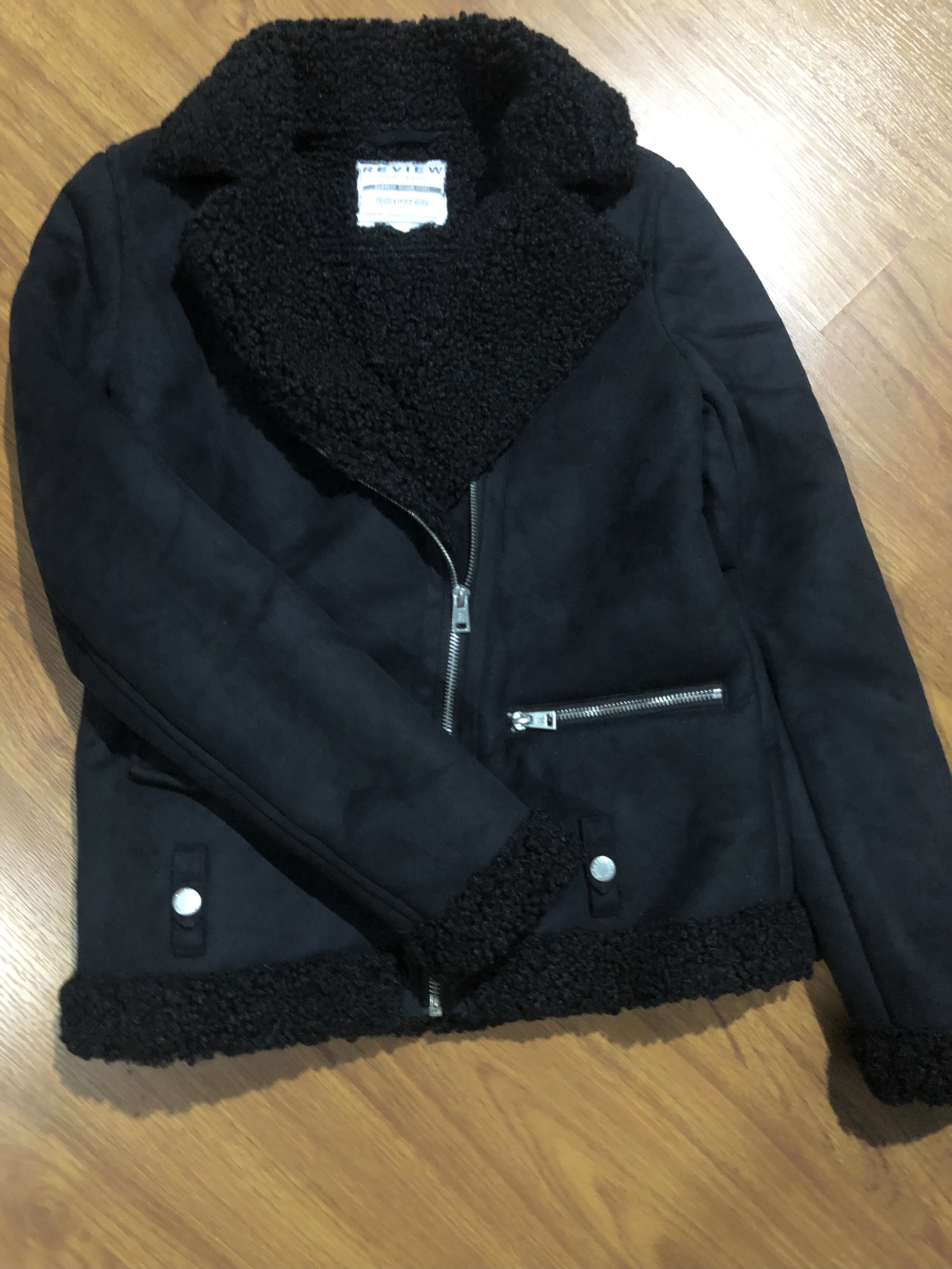 เสื้อโค้ท กันหนาว Pea coat หนังกลับ สีดำ REVIEW ดำ