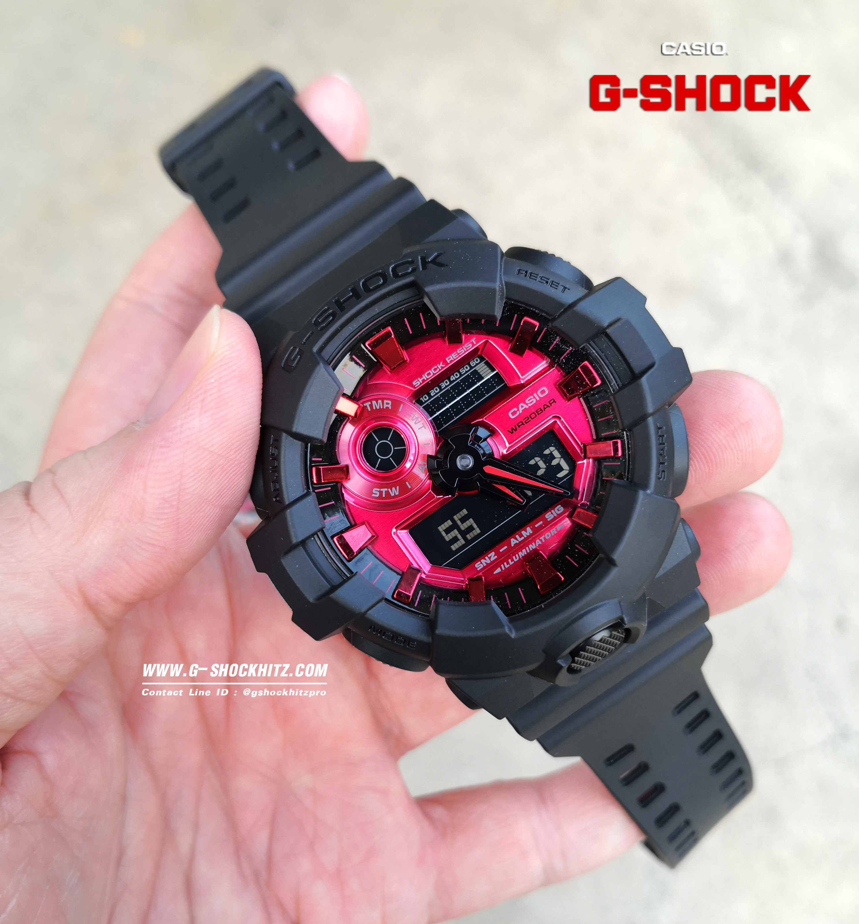 CASIO G-SHOCK นาฬิกาข้อมือ นาฬิกากันน้ำ นาฬิกาของแท้ ประกันศูนย์ CMG 1 ปี รุ่น GA-700AR-1A นาฬิกาสีดำ