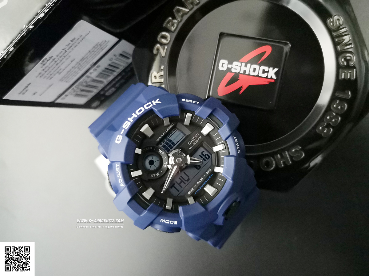 CASIO G-SHOCK นาฬิกาข้อมือ นาฬิกากันน้ำ นาฬิกาของแท้ ประกันศูนย์ CMG 1 ปี รุ่น GA-700-2A นาฬิกาสีน้้ำเงิน