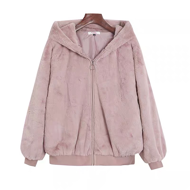 Pink latte เสื้อเฟอร์กันหนาว หมวกฮู้ด เสื้อขน (FLUFFY COAT ) แบรนด์ Pink latte