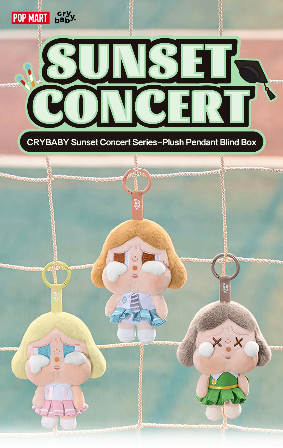 POP MART พวงกุญแจCRYBABY Sunset Concert Series Plush Pendant Blind Box