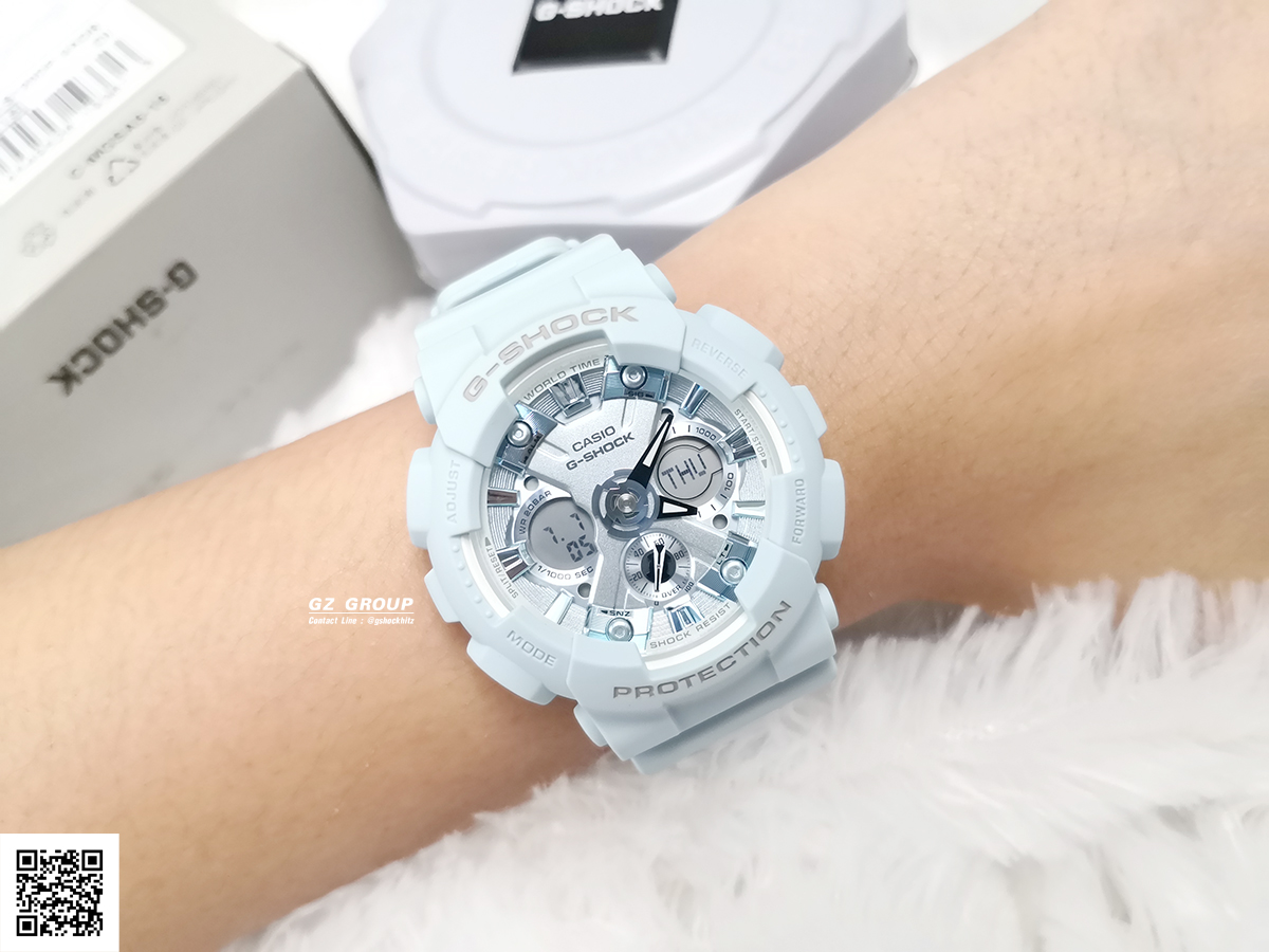 CASIO G-SHOCK นาฬิกาข้อมือ นาฬิกากันน้ำ นาฬิกาของแท้ ประกันศูนย์ CMG 1 ปี รุ่น GMA-S120DP-2A นาฬิกาสีฟ้้้า