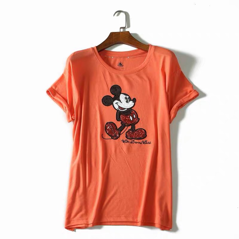 Disney เสื้อยืดคอกลม สีส้ม ลายปักเลื่อม MIckey mouse งานDISNEY แท้ สวยมากคะ สำเนา สำเนา สำเนา สำเนา สำเนา ส้ม