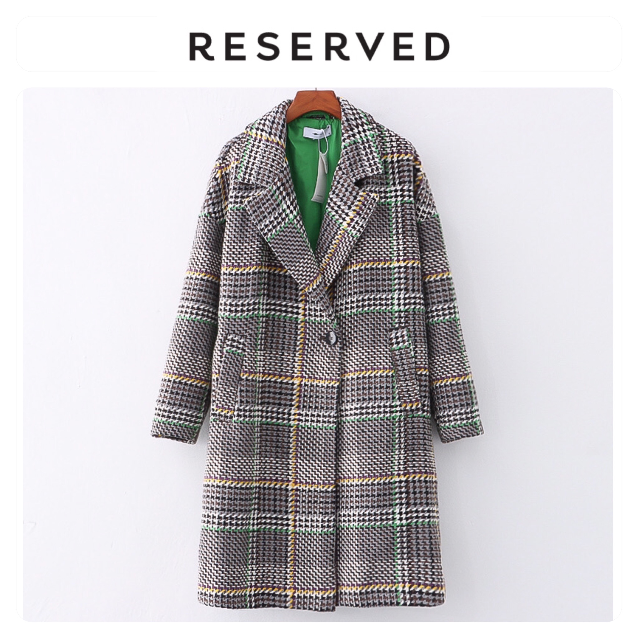 Reserved เสื้อโค้ท เสื้อกันหนาว ฮู้ด เนื้อผ้าชาแนล แบรนด์ RESERVED เทา