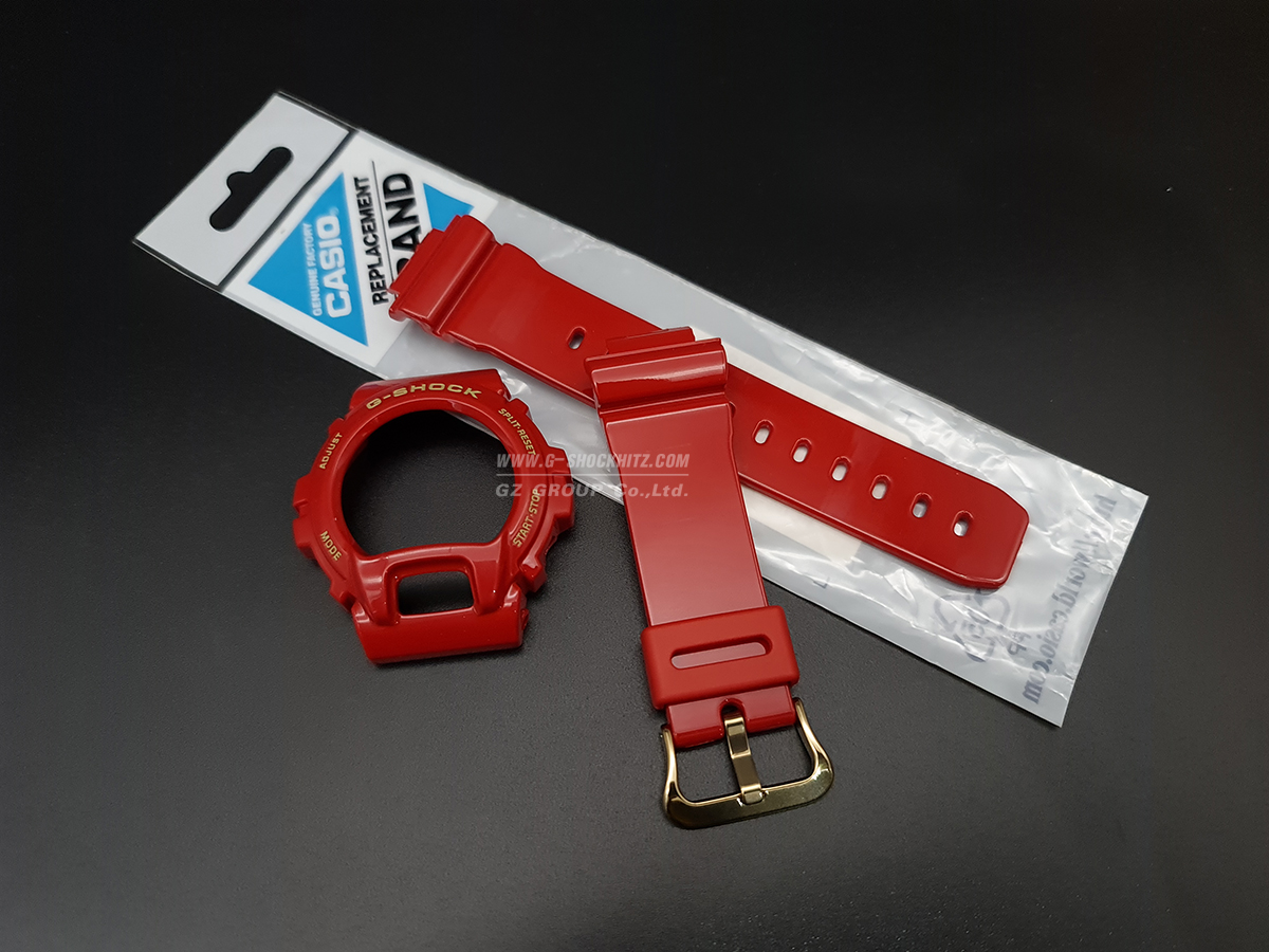 CASIO GENUINE FACTORY CASIO REPLACEMENT อะไหล่กรอบและสายนาฬิกา G-SHOCK พร้อมส่ง รุ่น DW-6930A-4 กรอบสายสีแดง