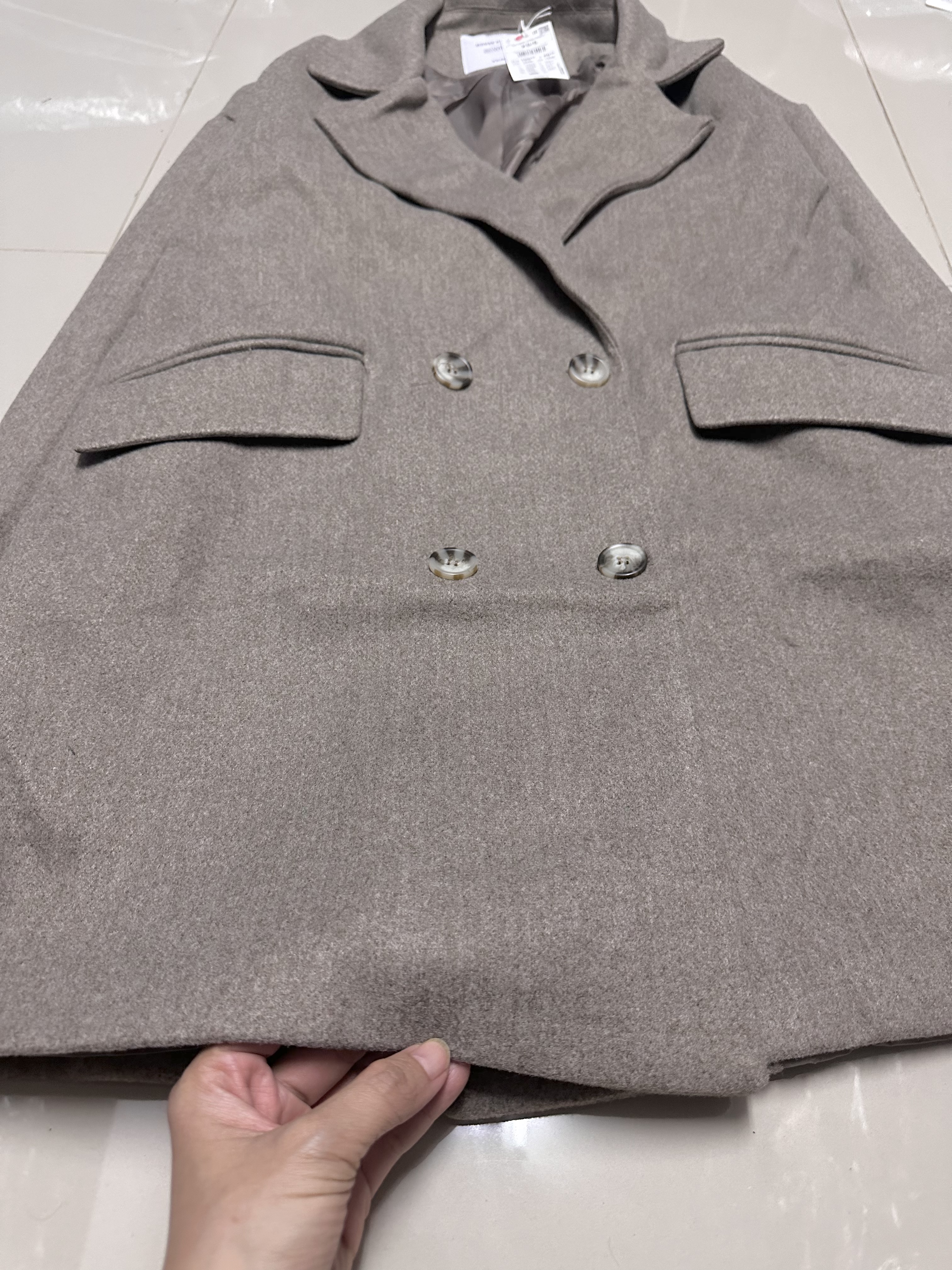 House brand เสื้อโค้ท เสื้อกันหนาว เนื้อผ้าสักหลาดวูล สีน้ำตาลอ่อน แบรนด์ HOUSE BRAND