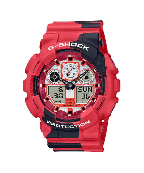 CASIO G-SHOCK นาฬิกาข้อมือ นาฬิกากันน้ำ นาฬิกาของแท้ ประกันศูนย์ CMG 1 ปี รุ่น GA-100JK-4A นาฬิกาสีแดง