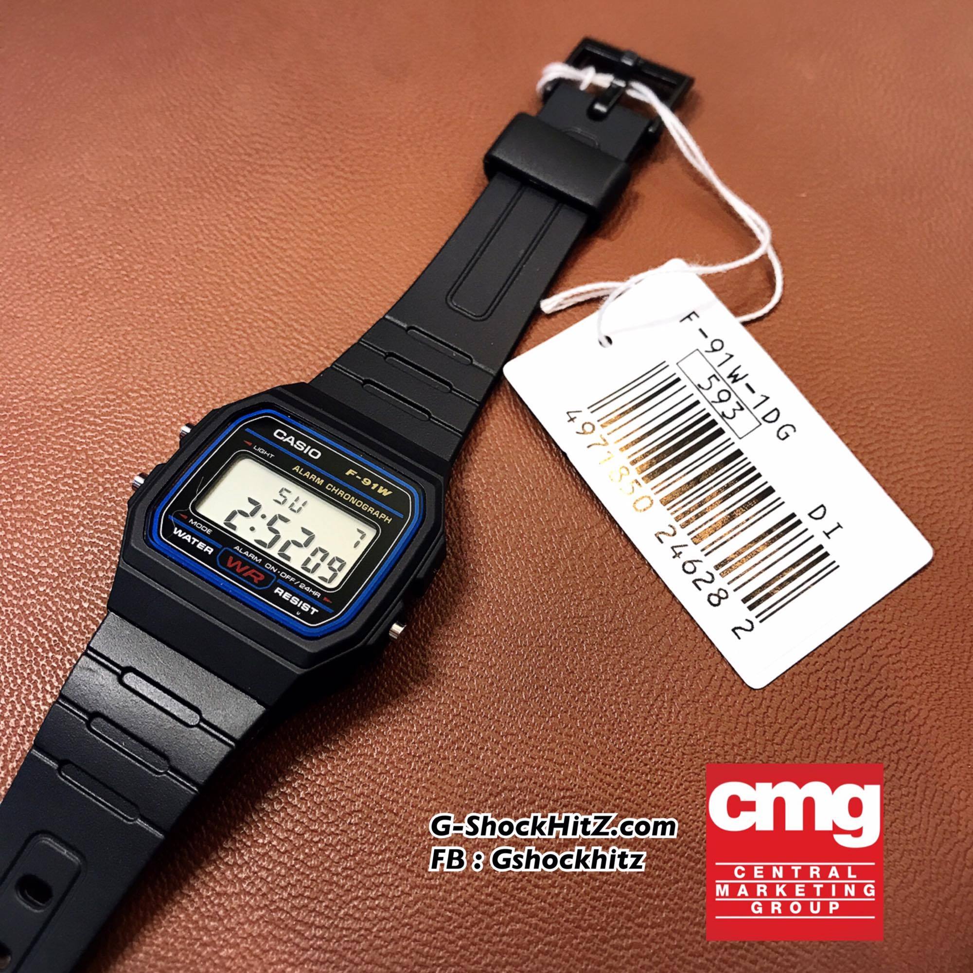CASIO MID YEAR SALE นาฬิกาคาสิโอ พร้อมส่ง นาฬิกาข้อมือ นาฬิกากันน้ำ นาฬิกาของแท้ BTS ประกันศูนย์ CMG 1 ปี รุ่น F-91W-1 นาฬิกาสีดำ