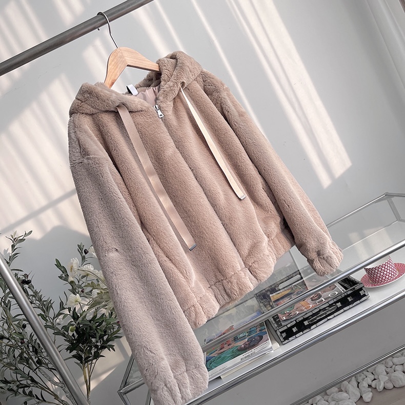 Zara เสื้อเฟอร์กันหนาว หมวกฮู้ด เสื้อขน แบรนด์zara สำเนา ดำ