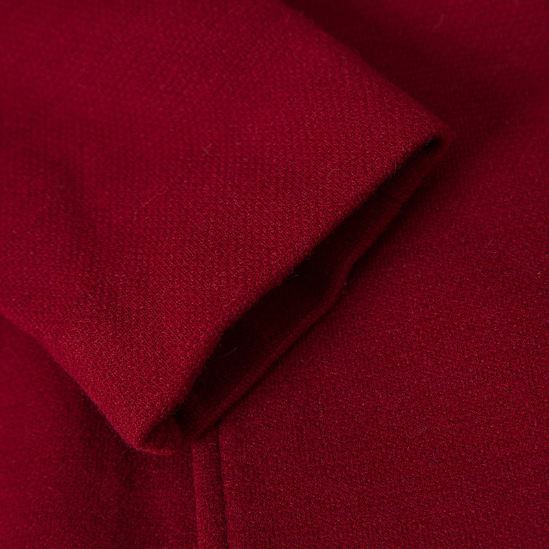 เสื้อโค้ท เสื้อกันหนาว เนื้อผ้าสักหลาดวูล สีแดงไวน์ แบรนด์