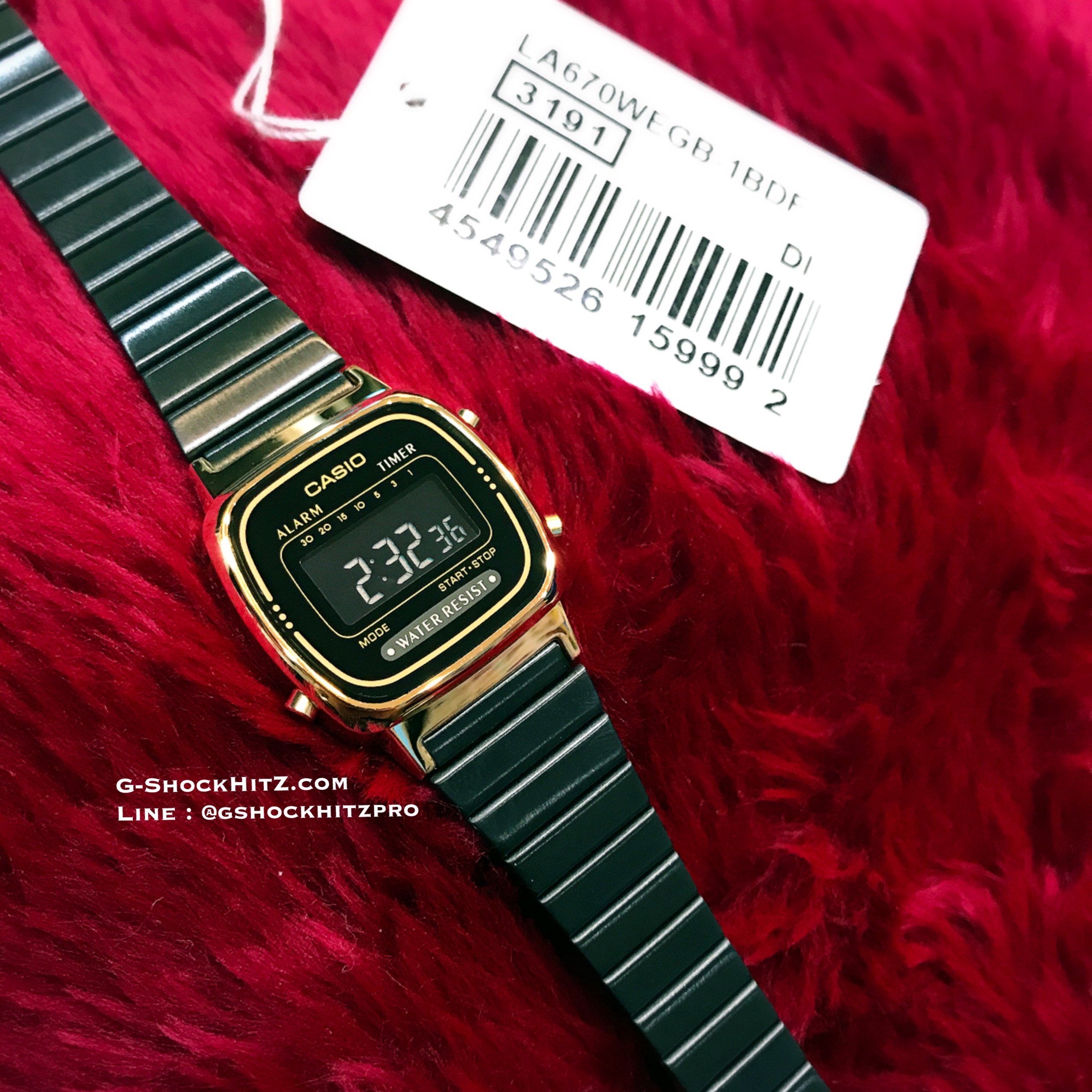 CASIO นาฬิกาคาสิโอ นาฬิกาข้อมือ นาฬิกากันน้ำ นาฬิกาของแท้ ประกันศูนย์ CMG 1 ปี รุ่น LA670WEGB-1B นาฬิกาสีดำ