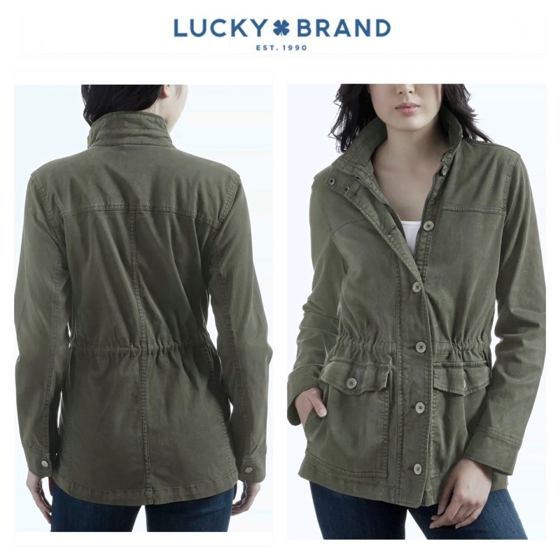 LUCKY BRAND เสื้อนอกเขียวทหาร เสื้อแจ็คเก็ต แนวทหาร แพทเทิน Lucky brandสวย เท่ห์ มาก แบรนด์ In extenso สำเนา เขียว