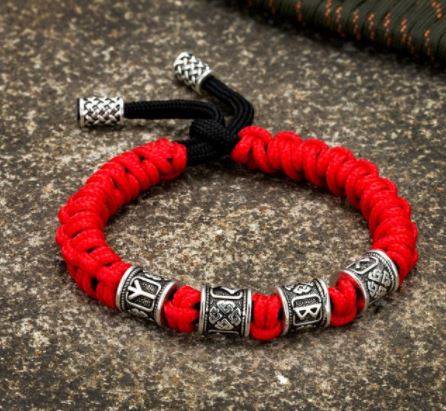 สร้อยข้อมือ กำไล ข้อมือชาย เชือกถัก แบบหนา ร้อย จี้ สีเงิน สไตล์วินเทจ แบบเท่ สร้อยข้อมือวัยรุ่น เก๋ ๆ 908165