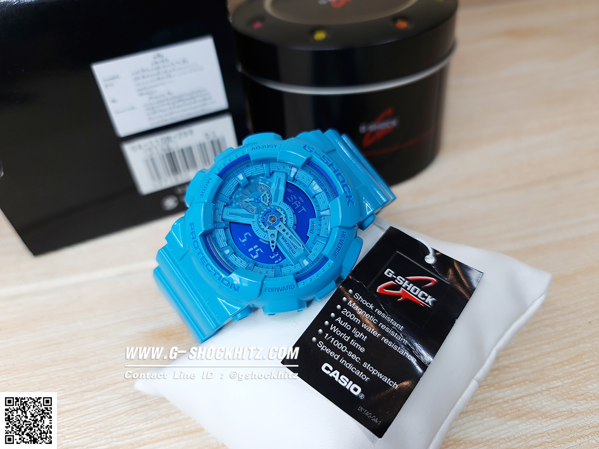 CASIO G-SHOCK G-SHOCK นาฬิกาข้อมือ นาฬิกากันน้ำ นาฬิกาของแท้ ประกันศูนย์ CMG 1 ปี รุ่น GA-110B-2 นาฬิกาสีฟ้า
