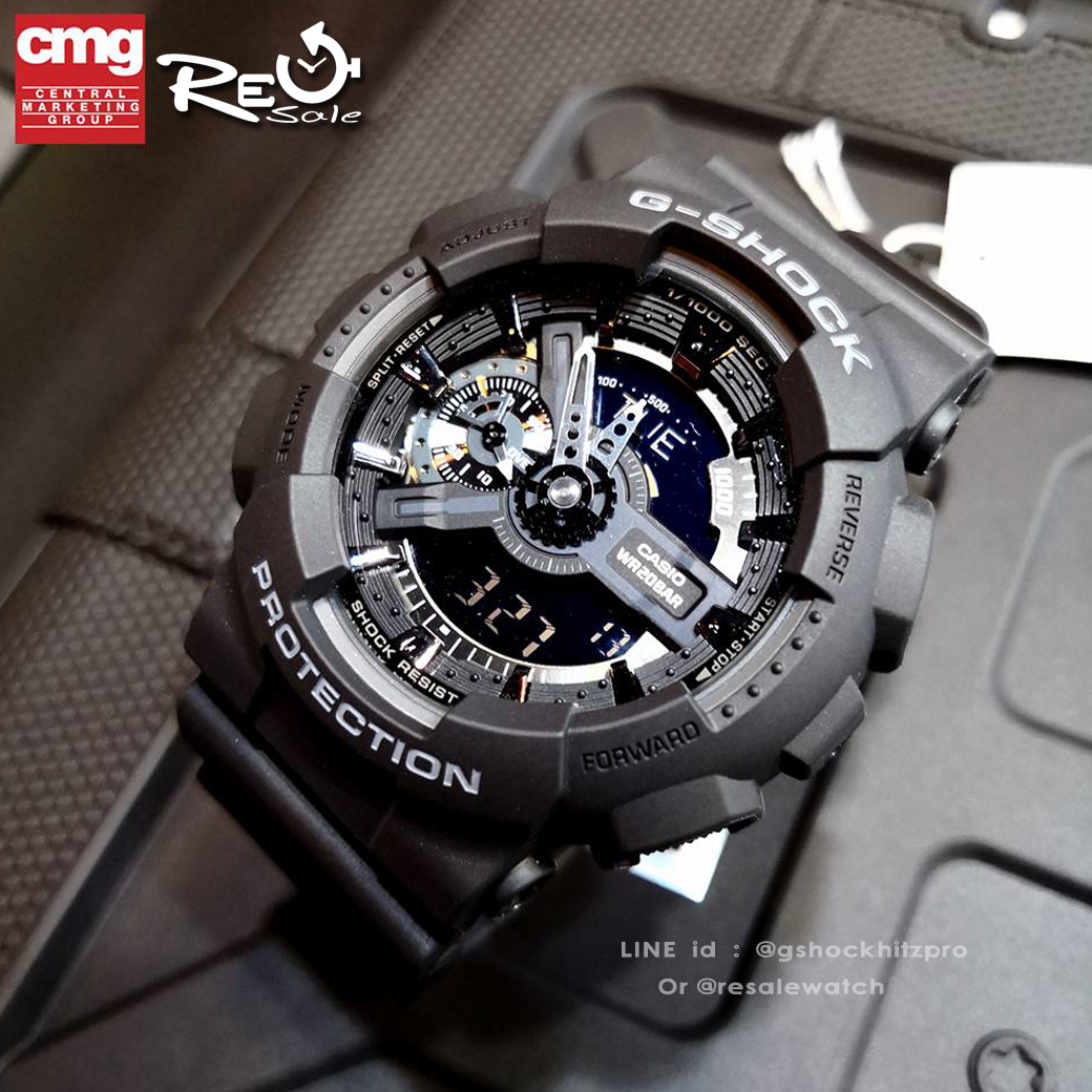 CASIO G-SHOCK นาฬิกาข้อมือ นาฬิกากันน้ำ นาฬิกาของแท้ ประกันศูนย์ CMG 1 ปี รุ่น GA-110-1B นาฬิกาสีดำ