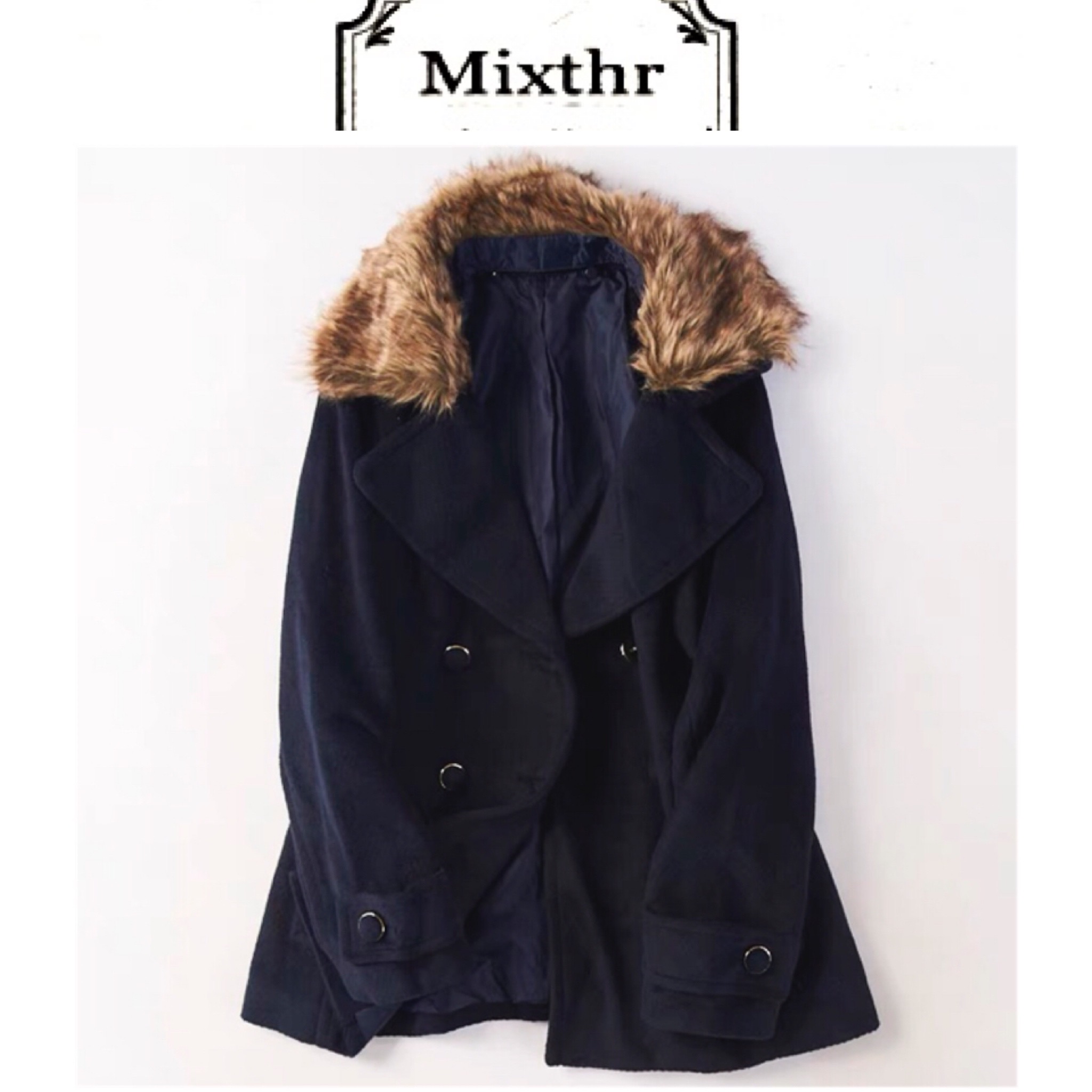 Mixthr โค้ท เสื้อกันหนาว คอปกแต่งขนเฟอร์ แบรนด์MIXTHR (JAPAN) งานพรีเมี่ยมเกรดคะ•ขนเฟอร์ ถอดใส่ได้คะ•ขนเฟอร์ถอดใส่ได้คะ สำเนา สำเนา สำเนา น้ำเงินกรมเข้ม