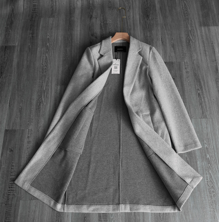 เสื้อโค้ท เสื้อโค้ทกันหนาว โค้ทวูล tailored knot coat สีเบจ แบรนด์ STRADIVARIUS สำเนา