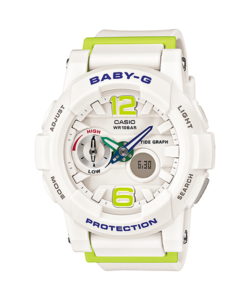 CASIO BABY-G นาฬิกาข้อมือ นาฬิกากันน้ำ นาฬิกาของแท้ ประกันศูนย์ CMG 1 ปี รุ่น BGA-180-7B2 นาฬิกาสีขาว