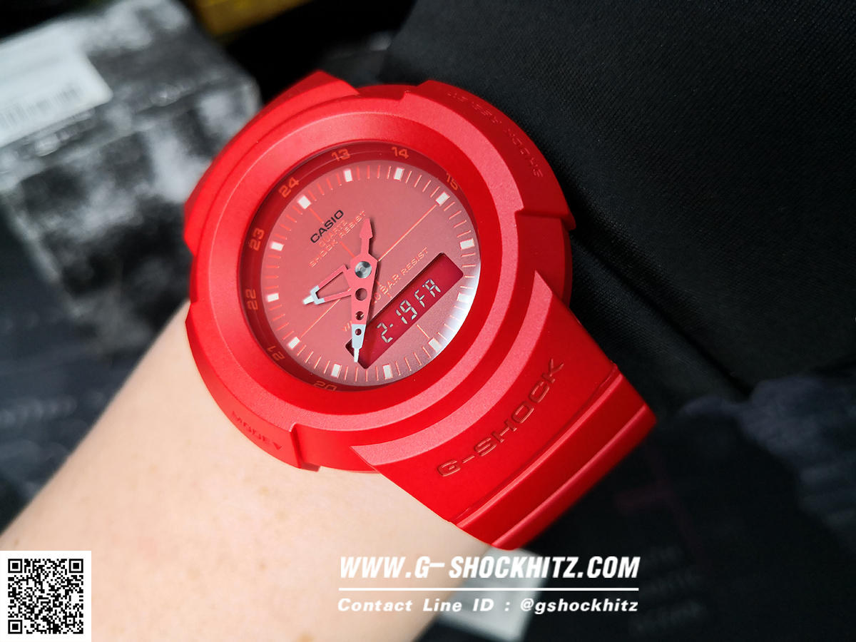 CASIO G-SHOCK นาฬิกาข้อมือ นาฬิกากันน้ำ นาฬิกาของแท้ ประกันศูนย์ CMG 1 ปี รุ่น AW-500BB-4E นาฬิกาสีแดง