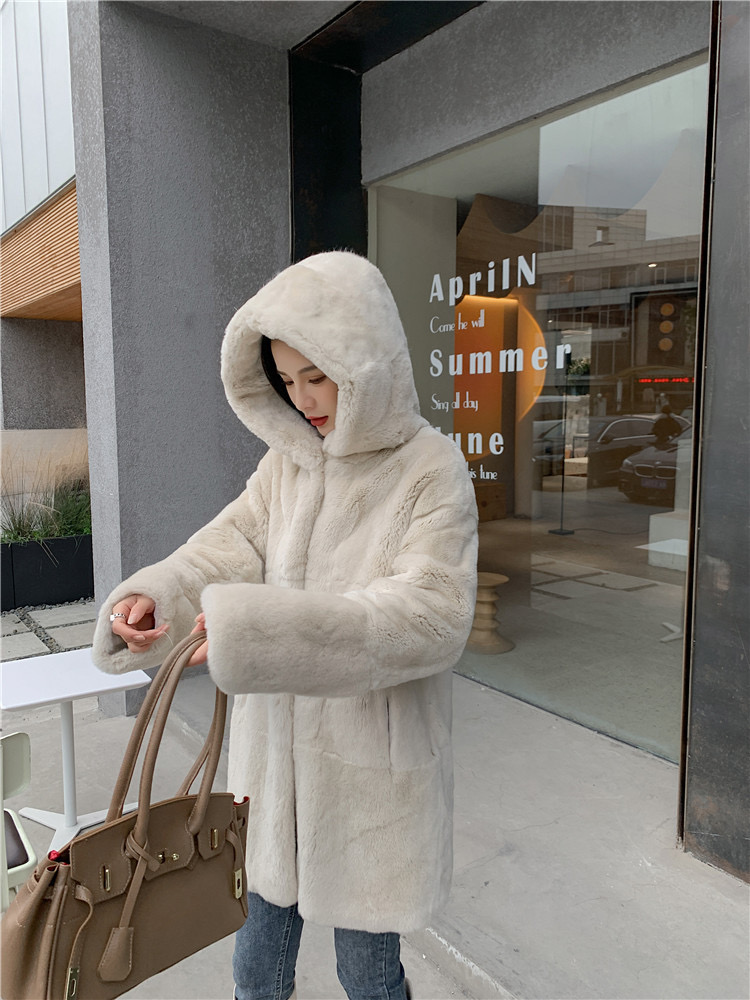 pepco เสื้อเฟอร์กันหนาว หมวกฮู้ด เสื้อขน FLUFFY Coat แบรนด์ PEPCO ดำ / เบจ