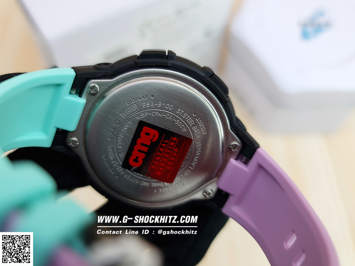 CASIO BABY-G นาฬิกาข้อมือ นาฬิกากันน้ำ นาฬิกาของแท้ ประกันศูนย์ CMG 1 ปี รุ่น BSA-B100MT-1A นาฬิกาสีดำ